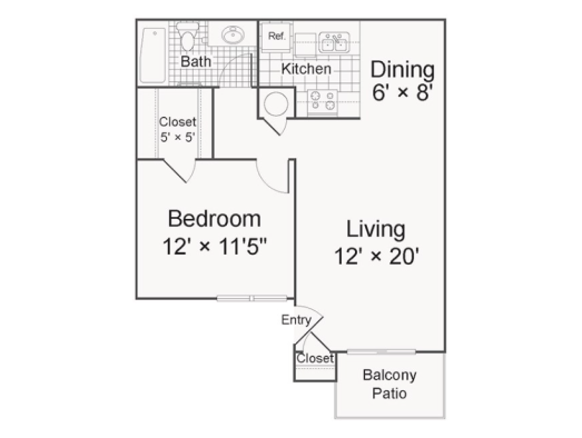 the floor plan for a two bedroom apartment at The Starburst Apartments